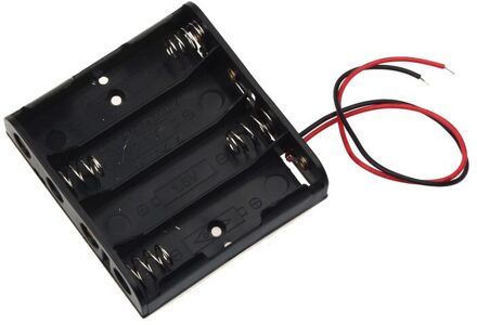 1Pcs 1 2 3 4 Slots Aa Power Batterij Storage Case Box Houder Met Draad Leads Zwart Plastic batterij Opbergdozen 4AA accu houder
