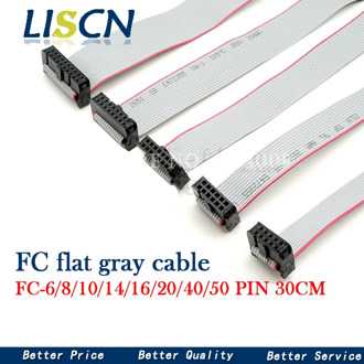 1PCS 1.27MM pitch FC-6/8/10/14/16/20/40/50 PIN 30CM JTAG ISP DOWNLOAD CABLE Gray Flat Ribbon Data Cable FOR DC3 IDC BOX HEADER