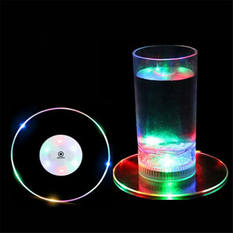 1Pcs 10CM Acrylic Colorful LED Glorifier Drink Cup Mat Ultra-thin LED Bar Glow Coasters for Cup Xmas Party Wedding Dropshipping