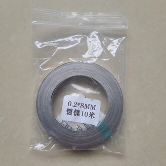 1Pcs 10M 18650 Lithium Batterij Nikkel Batterij Puntlassen Machine Vernikkeld Staal Strip Connector 0.1/0.12/0.15/0.2Mm 0.2X8MM