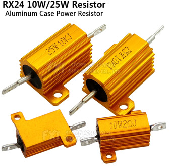 1PCS 10W 25W Aluminum Power Metal Shell Case Wirewound Resistor 0.01 ~ 30K 1 2 3 5 6 8 10 20 100 150 1K 10K ohm Igmopnrq RX24