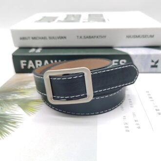 1Pcs 110 Cm Mode Vrouwen Casual Lederen Slanke Taille Riem Lederen Tailleband Met Pin Gesp Zwart