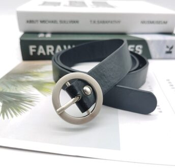 1Pcs 110 Cm Mode Vrouwen Casual Lederen Slanke Taille Riem Lederen Tailleband Met Pin Gesp Zwart