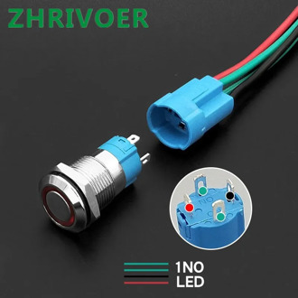 1Pcs 12mm Metal Button Switch4Pin 2V-220V LED Lamp Momentary/Latching Car horn doorbell computer case start button switch