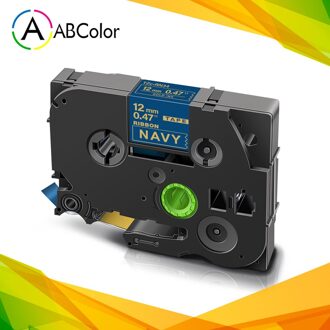 1Pcs 12Mm Satijnen Lint Tape Multicolor Compatibel Voor RE34 RN34 R234 RW34 R231 R231 R531 RE31 Label Voor brother Label Maker goud on marine