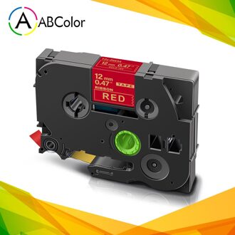 1Pcs 12Mm Satijnen Lint Tape Multicolor Compatibel Voor RE34 RN34 R234 RW34 R231 R231 R531 RE31 Label Voor brother Label Maker goud on rood