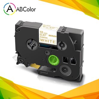 1Pcs 12Mm Satijnen Lint Tape Multicolor Compatibel Voor RE34 RN34 R234 RW34 R231 R231 R531 RE31 Label Voor brother Label Maker goud on wit