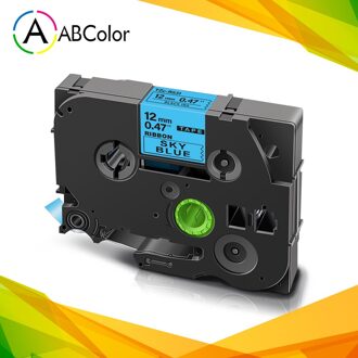 1Pcs 12Mm Satijnen Lint Tape Multicolor Compatibel Voor RE34 RN34 R234 RW34 R231 R231 R531 RE31 Label Voor brother Label Maker zwart on lucht blauw