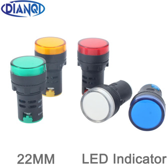 1pcs 12V 24V 220V 380V 22mm Panel Mount LED Power Indicator Pilot Signal Light Lamp