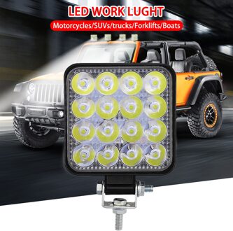 1Pcs 12V 24V Led Auto Verlichting 16LED Spotlight Flood Work Light 48W 1000LM Auto Voor jeep Suv Atv Off-Road Truck Led Licht Bar