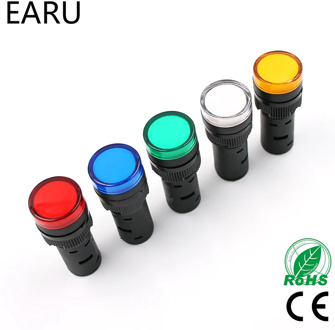 1pcs 16mm Panel Mount Signal Power Led Indicator Light Blue Green Red White Yellow Pilot Lamp AC DC 12V 24V 220V AD16-16C