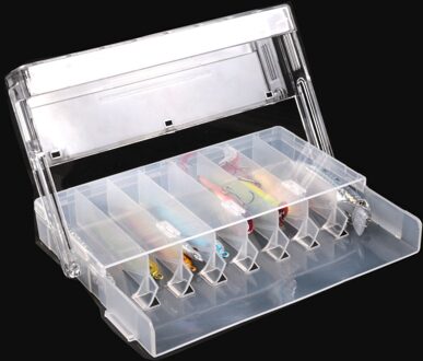 1Pcs 19.5X15X3Cm 8 Compartimenten Pull-Out Type Storage Case Box Transparante Vissen Lokken vierkante Vishaak Doos Aas Tackle Box