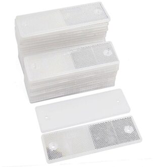 1Pcs 2 Kleuren Lijm Plastic Reflector Reflecterende Waarschuwing Plaat Voor Auto Suv Truck Motorfiets Veiligheid Waarschuwing Auto Accessoires wit