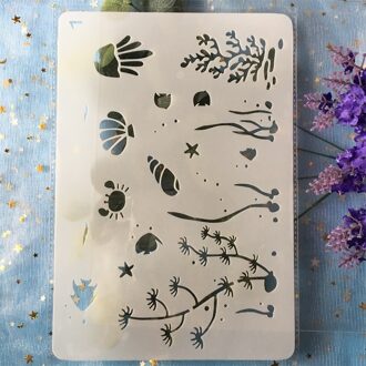 1Pcs 26Cm Sea Shell Vis Oceaan Diy Craft Gelaagdheid Stencils Schilderij Scrapbooking Stempelen Embossing Album Papieren Kaart Template