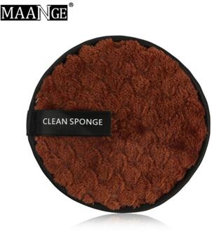 1Pcs 3 Kleuren Dubbelzijdig Quick Remover Fiber Bladerdeeg Zachte Flanellen Spons Vrouwen Beauty Wash Facial Cosmetische Puff Make-Up gereedschap 01 bruin