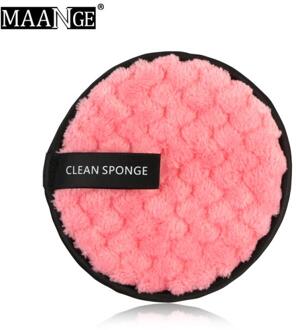 1Pcs 3 Kleuren Dubbelzijdig Quick Remover Fiber Bladerdeeg Zachte Flanellen Spons Vrouwen Beauty Wash Facial Cosmetische Puff Make-Up gereedschap 02 roze