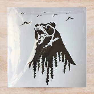 1Pcs 30*30 Cm Grizzlies Beer Brullen Diy Gelaagdheid Stencils Schilderij Plakboek Kleuring Embossing Album Decoratieve Template