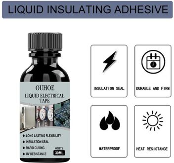 1Pcs 30/50Ml Vloeibare Isolerende Tape Elektronische Middel Kit Temperatuur Rubber Lijm Afdichting Hoge Siliconen Slip fi L0T0 zwart 50ml