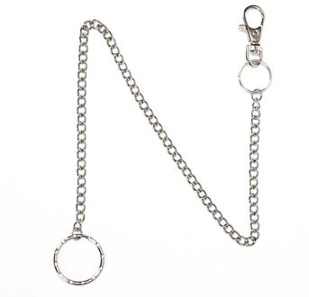 1Pcs 38Cm Rock Punk Broek Hipster Broek Jean Sleutelhanger Metalen Portemonnee Riem Keten Zilveren Ring Clip Sleutelhanger Mannen 'S Hiphop Sieraden