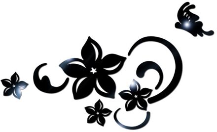 1Pcs 3d Acryl Spiegel Muurstickers Diy Art Home Decor Woonkamer Decoratieve Tegel Stickers Kamer Accessor Woondecoratie zwart