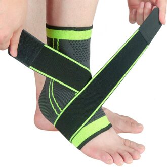 1Pcs 3D Onder Druk Bandage Enkel Ondersteuning Pols Sport Gym Elastische Compressie Nylon Bandage Enkel Brace Protector Foot Strap groen
