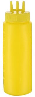 1Pcs 400Ml 18*6Cm 3 Gaten Knijpfles Saus Azijn Olie Ketchup Jus Cruet Kruiderij Dispenser knijp De Saus Fles geel
