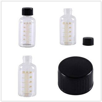 1Pcs 50Ml Monsterflesjes Ronde Glazen Reagensfles Plastic Zwarte Schroefdop Schroef Op Cover Afstuderen