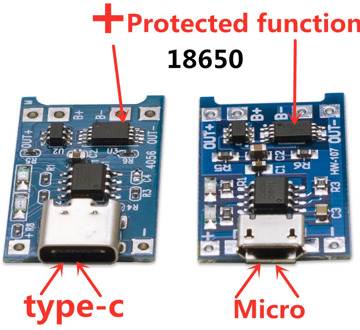 1PCS 5V 1A Micro USB 18650 type-c Lithium Battery Charging Board Charger Module+Protection Dual Functions TP4056 18650