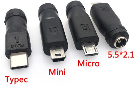 1PCS 5V DC 5.5*2.1mm Power Jack USB 3.1 Type C USB-C Type-c 5.5mm * 2.1mm Mini USB en Micro USB DC Power Connector Adapter typec usb