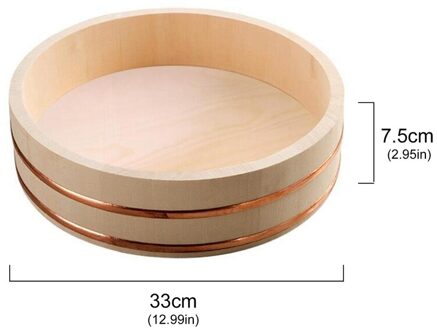 1Pcs 6 Maten Keuken Sushi Emmer Houten Koreaanse Bibimbap Emmer Sushi Kom Japanse Keuken Houten Emmer 33x7.5cm
