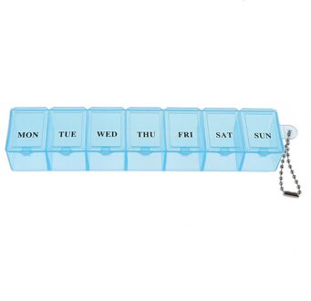 1Pcs 7 Dagen Wekelijkse Pillendoosje Splitters Met Ketting Tablet Pil Geneeskunde Box Houder Organizer Container Case blauw