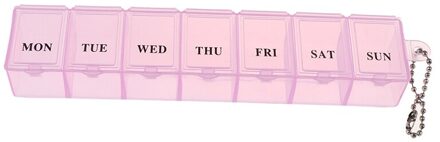 1Pcs 7 Dagen Wekelijkse Pillendoosje Splitters Met Ketting Tablet Pil Geneeskunde Box Houder Organizer Container Case roze