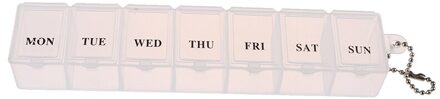 1Pcs 7 Dagen Wekelijkse Pillendoosje Splitters Met Ketting Tablet Pil Geneeskunde Box Houder Organizer Container Case wit
