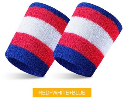 1Pcs 8*8 Cm Gestreepte Pols Zweet Band Sport Polsband Mannen Zweetband Basketbal Tennis Pols Guards Brace ondersteuning Protector Gym9 Blauw