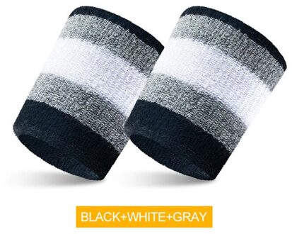 1Pcs 8*8 Cm Gestreepte Pols Zweet Band Sport Polsband Mannen Zweetband Basketbal Tennis Pols Guards Brace ondersteuning Protector Gym9 zwart