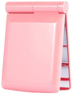 1Pcs 8 Led Verlichting Lampen Vrouwen Opvouwbare Make Spiegels Lady Cosmetische Hand Vouwen Draagbare Compacte Pocket Spiegel roze