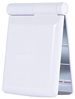 1Pcs 8 Led Verlichting Lampen Vrouwen Opvouwbare Make Spiegels Lady Cosmetische Hand Vouwen Draagbare Compacte Pocket Spiegel wit