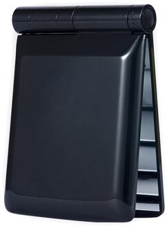 1Pcs 8 Led Verlichting Lampen Vrouwen Opvouwbare Make Spiegels Lady Cosmetische Hand Vouwen Draagbare Compacte Pocket Spiegel zwart