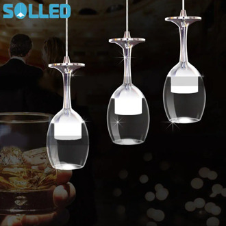 1PCS 85-265V LED Modern Wine Glass Pendant Lighs for Restaurant Acrylic Pendant Lamp Bar Dining RoomDecoration Light