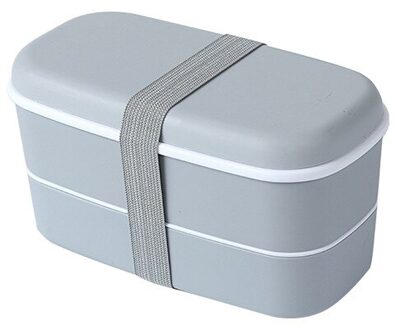 1Pcs 900Ml Gezonde Materiaal Lunchbox 2 Layer Tarwe Stro Bento Dozen Verse Houden Doos Magnetron Servies lunchbox Servies grijs met tableware