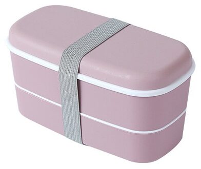 1Pcs 900Ml Gezonde Materiaal Lunchbox 2 Layer Tarwe Stro Bento Dozen Verse Houden Doos Magnetron Servies lunchbox Servies roze met tableware