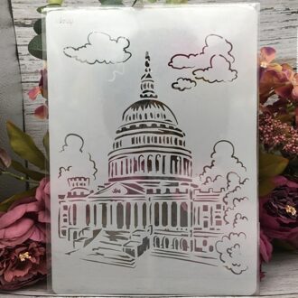 1Pcs A4 29*21 Cm Witte Huis Building Diy Gelaagdheid Stencils Muur Schilderen Plakboek Kleuring Embossing Album Decoratieve template