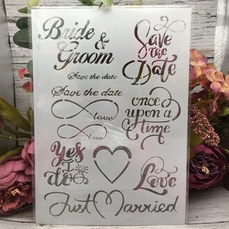 1Pcs A4 29 Cm Besparen De Datum Liefde Woorden Diy Gelaagdheid Stencils Muur Schilderen Plakboek Kleuring Embossing Album Decoratieve template