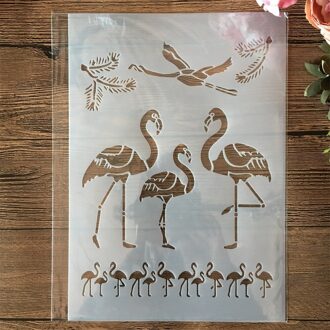 1Pcs A4 29Cm Mandala Flamingo Familie Diy Gelaagdheid Stencils Schilderij Plakboek Kleuring Embossing Album Decoratieve Template