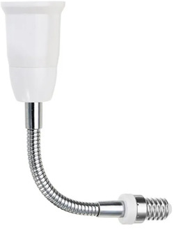 1pcs AC250V E14 to E27 Flexible Extend Bulb Base Lamp Extension Adapter Screw Holder Socket Converter 18CM White