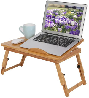 1Pcs Adjustable Bamboo Rack Shelf Dormitory Bed Lap Desk Two Flowers Book Reading Tray Laptop Stand