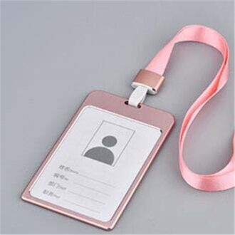 1Pcs Aluminium Kaarthouder Werknemer Naam Id Card Cover Metalen Werk Certificaat Identiteit Badge Id Business case Roze