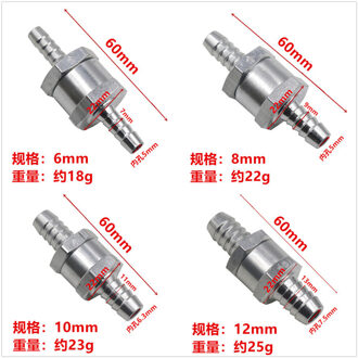 1Pcs Aluminium Legering Een-Weg Klep 6/8/10/12 Mm Kleppen Brandstof Non Return terugslagklep One Way Fit Carburateur Anti Reflux Valve 12mm