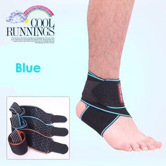 1Pcs Ankle Brace Verstelbare Compressie Enkelbraces Voor Sport Bescherming Gratis Size Fits Meest Voor Mannen Vrouwen blauw