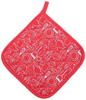 1Pcs Antislip Katoen Mat Keuken Koken Magnetron Handschoenen Bakken Bbq Pannenlappen Ovenwanten Pot Houders Keuken Pocket tool rood